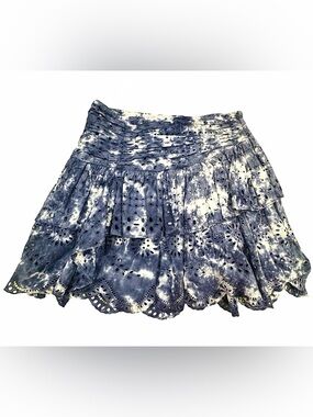 Love Shack Fancy Blue Tie Dyed Shirt Skirt Size 6